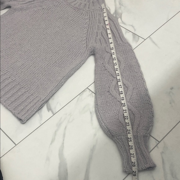 Cocogio Sweater Cozy Lt. Gray Mock Neck Cable Knit Sleeves OS Relaxed FitSz S - Picture 12 of 12